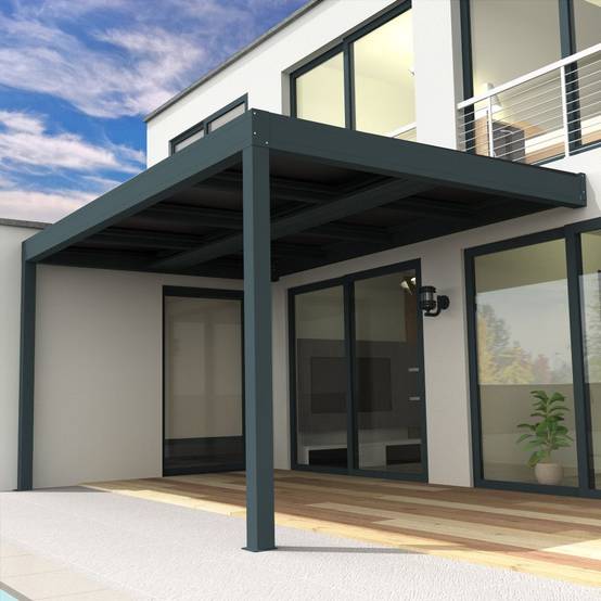 Intersun - Pergola solaire photovoltaïque HELIOLITE 4,642x3,999m 8 panneaux (Gris anthracite RAL 7016) - Image 1