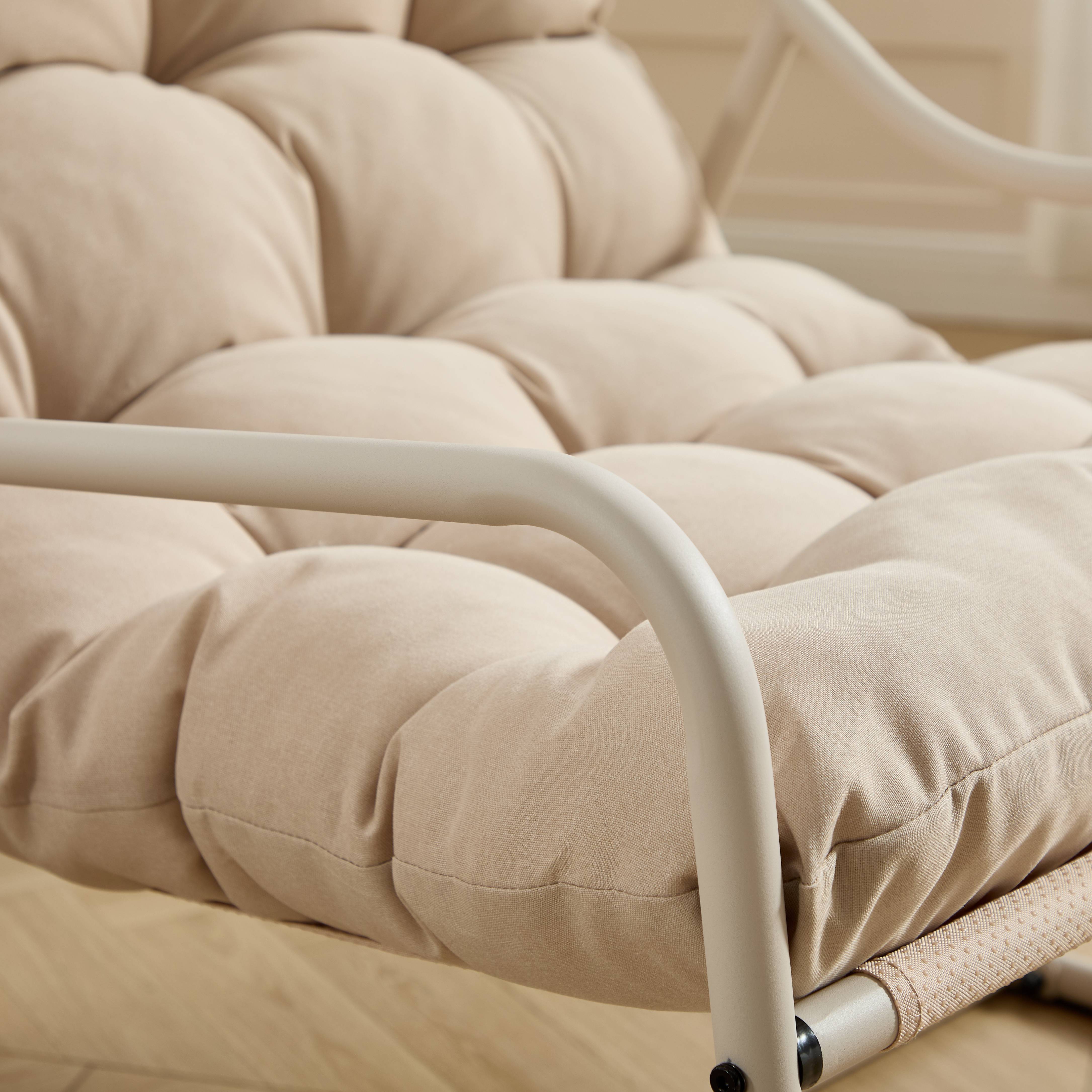 ComfortXL - Fauteuil à bascule extérieur acier salon jardin relaxation coussin épais beige - ComfortXL Outdoor Living - Image 5