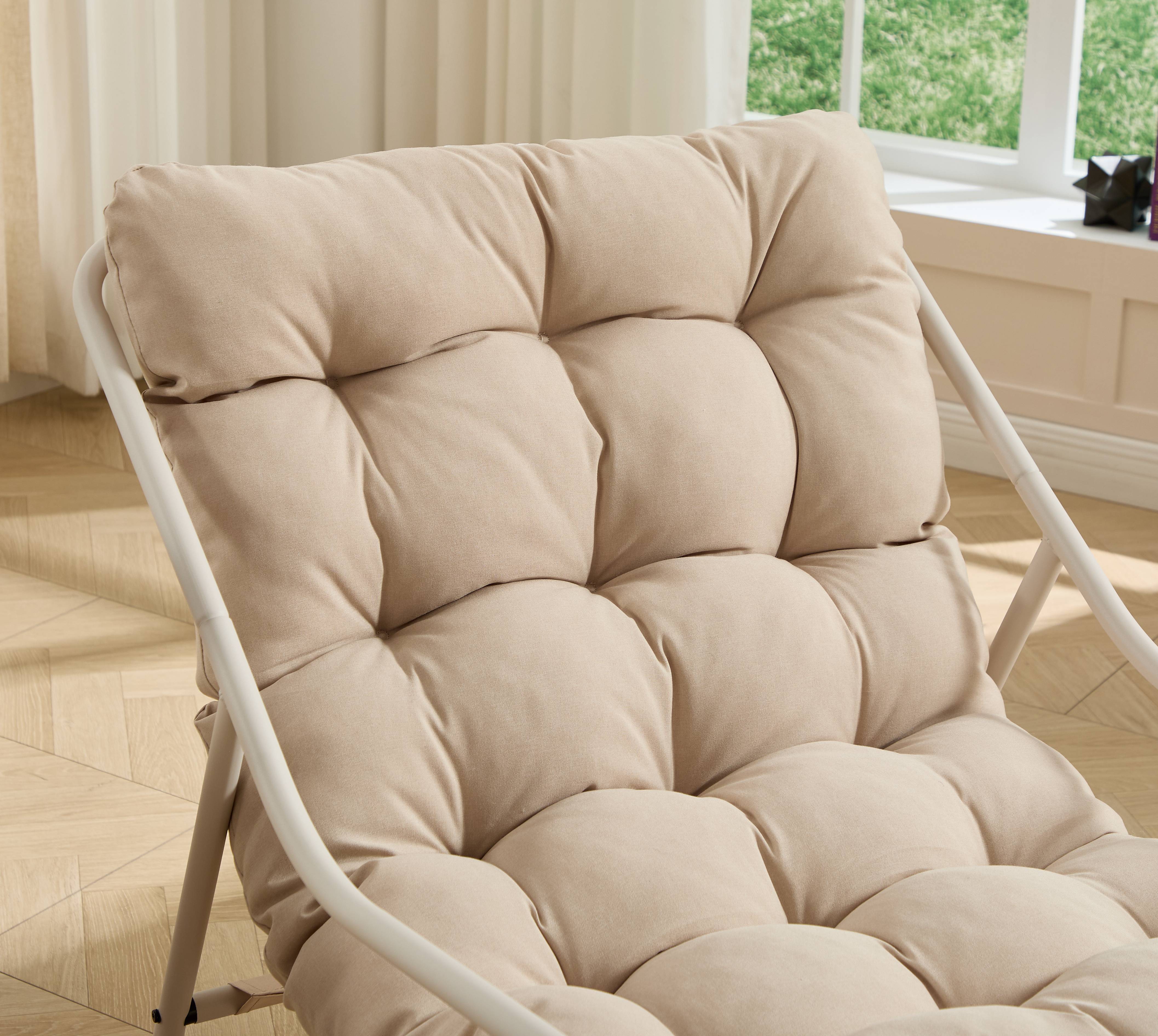 ComfortXL - Fauteuil à bascule extérieur acier salon jardin relaxation coussin épais beige - ComfortXL Outdoor Living - Image 6