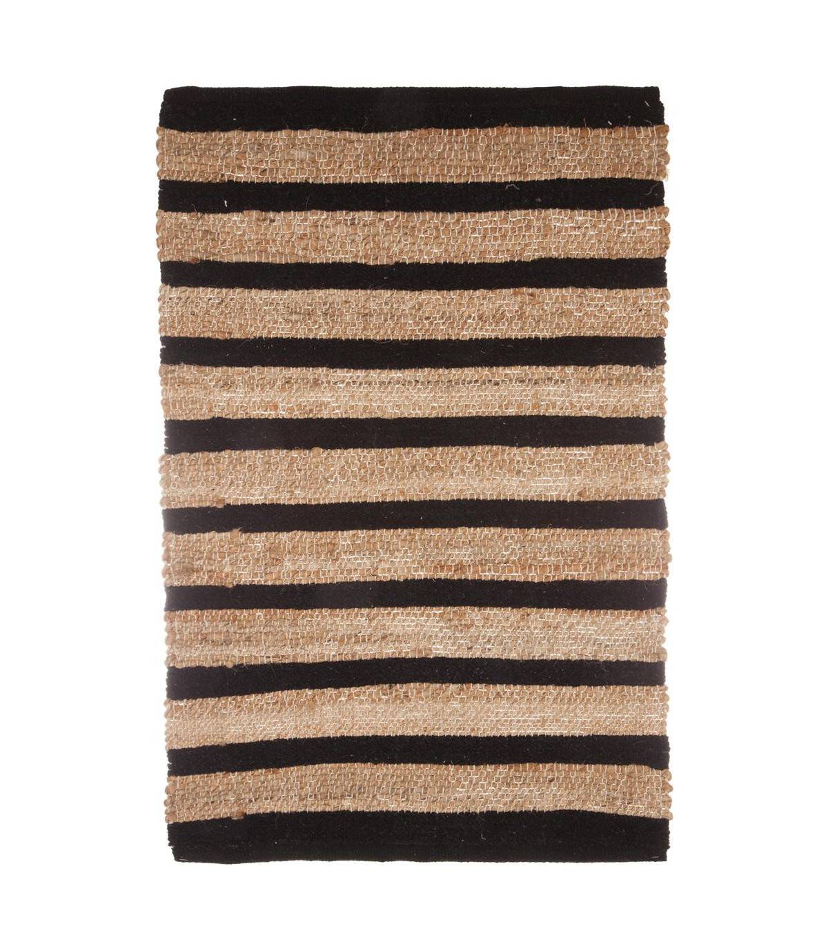 Tapis décoratif en Jute avec motif en coton 60 x 90 cm - Imagen 3
