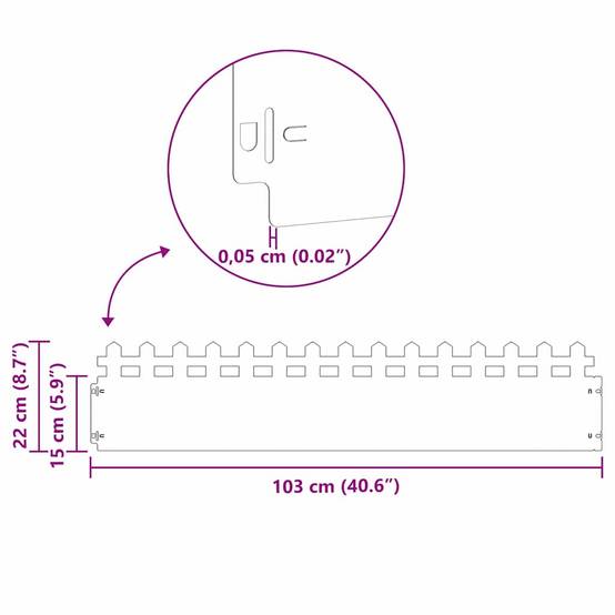 Bordure de jardin 10 pcs acier blanc pour plates-bandes aménagement moderne 103x22cm - ComfortXL Outdoor Living - Image 10
