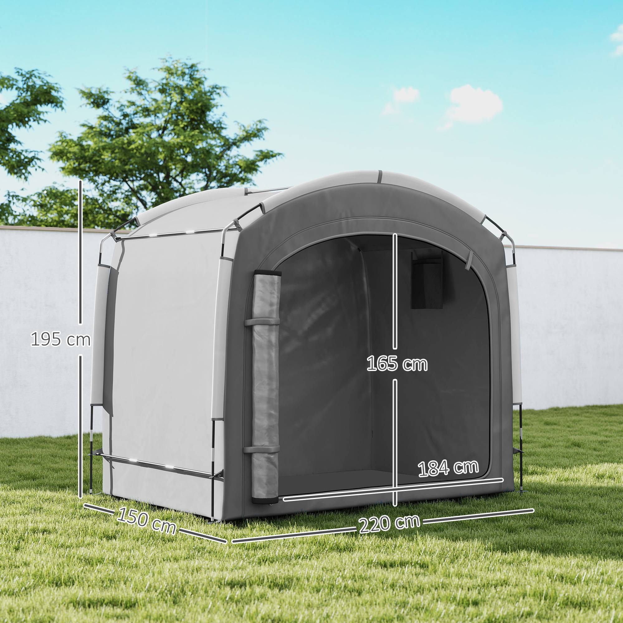 Outsunny - Tente de vélo portable 205x140x188 cm rangement extérieur pour 3-4 vélos avec 2 poches latérales gris foncé - Outsunny - Image 3