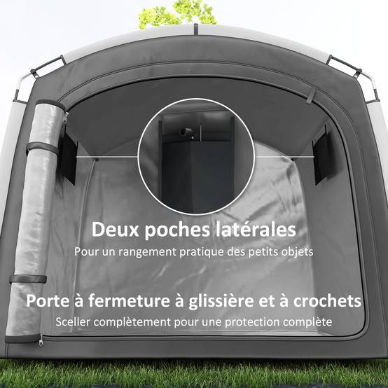 Outsunny - Tente de vélo portable 205x140x188 cm rangement extérieur pour 3-4 vélos avec 2 poches latérales gris foncé - Outsunny - Image 6