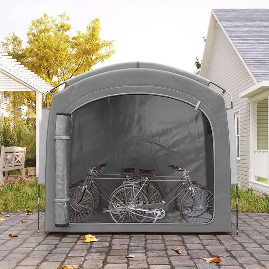 Outsunny - Tente de vélo portable 205x140x188 cm rangement extérieur pour 3-4 vélos avec 2 poches latérales gris foncé - Outsunny - Image 2