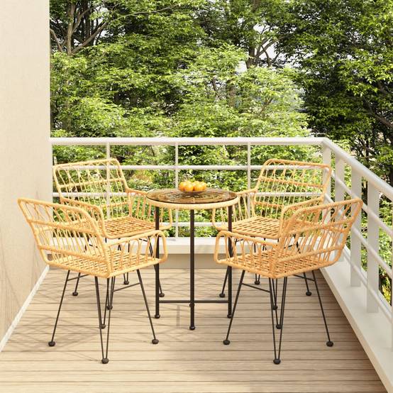 ComfortXL - Salon de Jardin 4 Personnes Résine Tressée Compact Table Ronde Verre Brun – ComfortXL Outdoor Living - Image 1