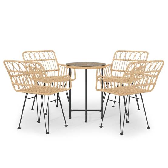 ComfortXL - Salon de Jardin 4 Personnes Résine Tressée Compact Table Ronde Verre Brun – ComfortXL Outdoor Living - Image 2