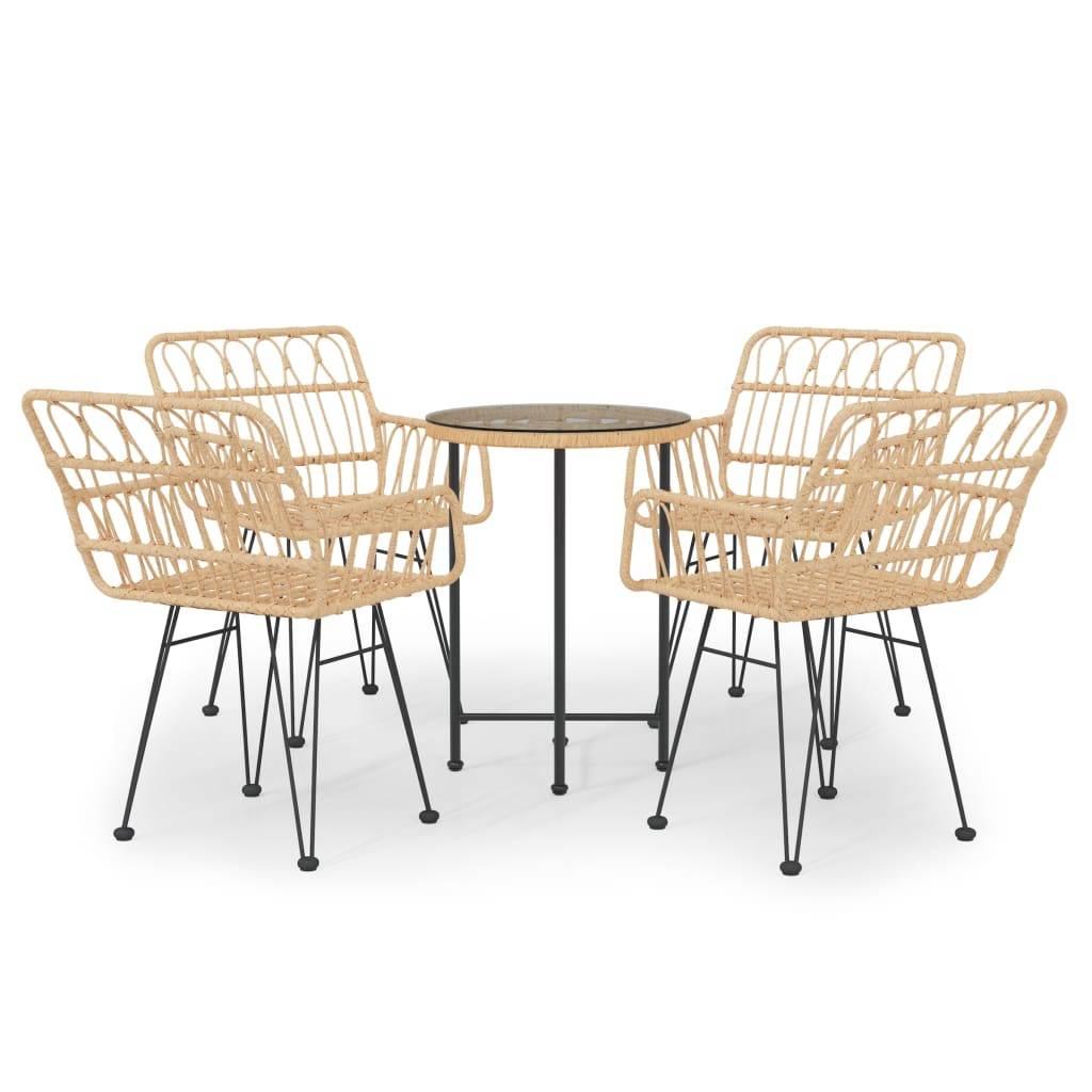 ComfortXL - Salon de Jardin 4 Personnes Résine Tressée Compact Table Ronde Verre Brun – ComfortXL Outdoor Living - Image 2