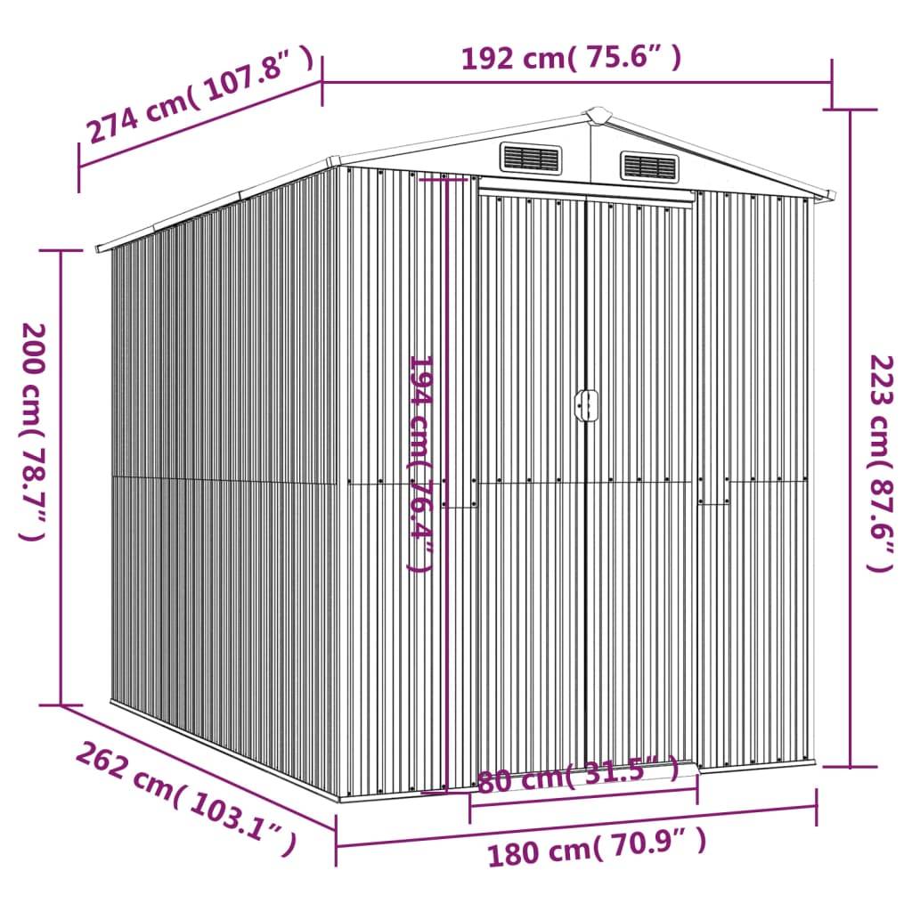 PANGIVO - Abri de jardin avec porte coulissante - Acier galvanisé anthracite - 192x274x223 cm - Surface au sol 5,26m² - PANGIVO - Image 8