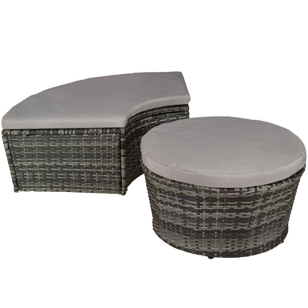 Helloshop26 - Bain de soleil transat meuble jardin rond modulable gris - Imagen 5