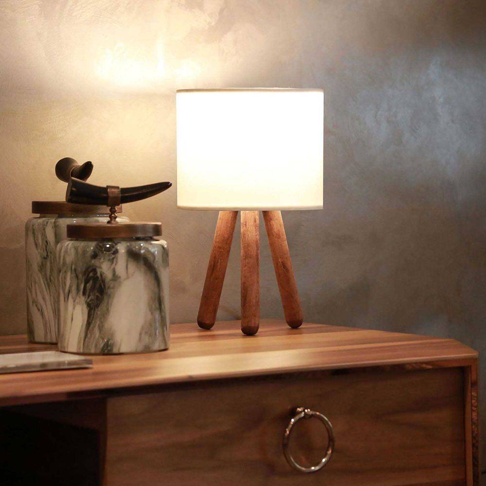 Hanah Home - Lampe à poser en bois et tissu Carla - Imagen 2