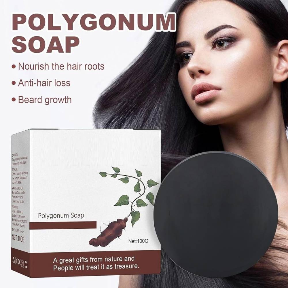 Savon-Lot de 2 savons shampooing Polygonum Multiflorum 100g - Cheveux noirs et épais - Living123 - Image 2