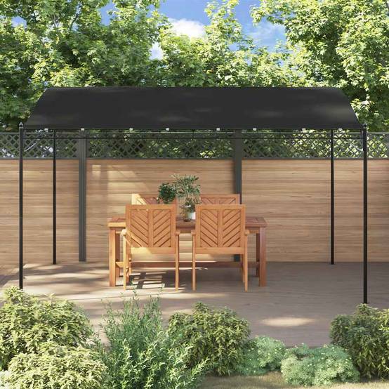 ComfortXL - Auvent de Porte Acier Toit Incurvé Design Moderne pour Extérieur Jardin Anthracite 4x3 m – ComfortXL Outdoor Living - Image 3