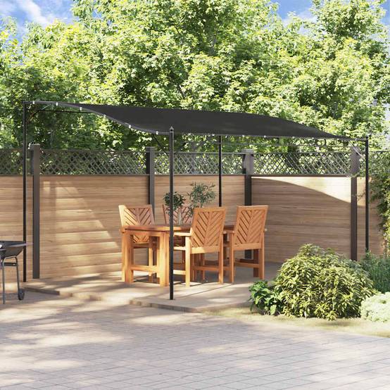 ComfortXL - Auvent de Porte Acier Toit Incurvé Design Moderne pour Extérieur Jardin Anthracite 4x3 m – ComfortXL Outdoor Living - Image 1