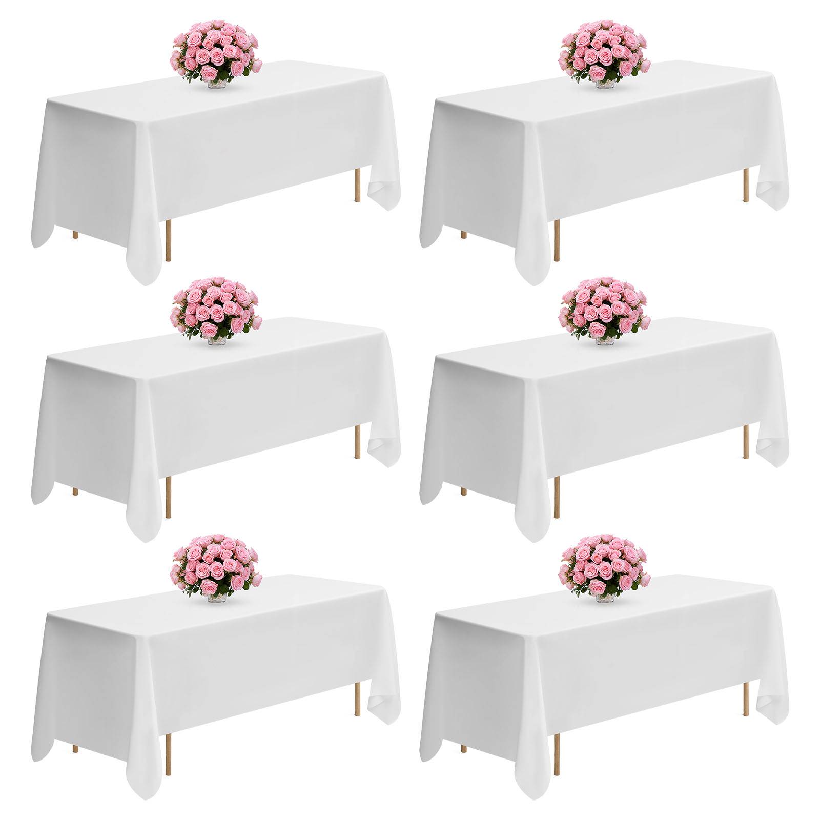 Vevor - VEVOR Nappe rectangulaire blanche en polyester 1778 x 3048 mm 6 pcs pour mariage - Image 1