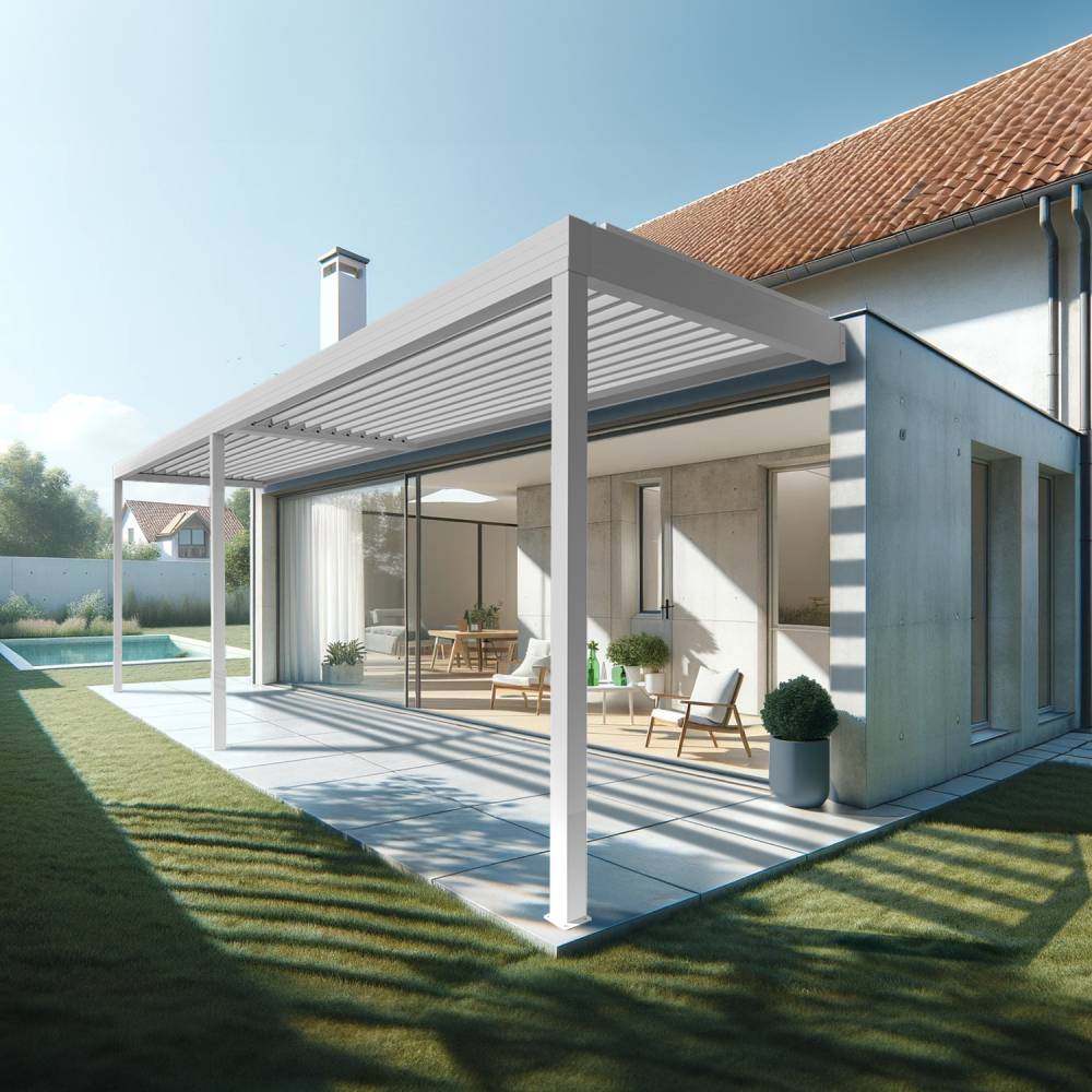 Pergola bioclimatique HELY 8,00x4,987m Vérin à télécommande (Blanc) - Alia Productions - Imagen 2