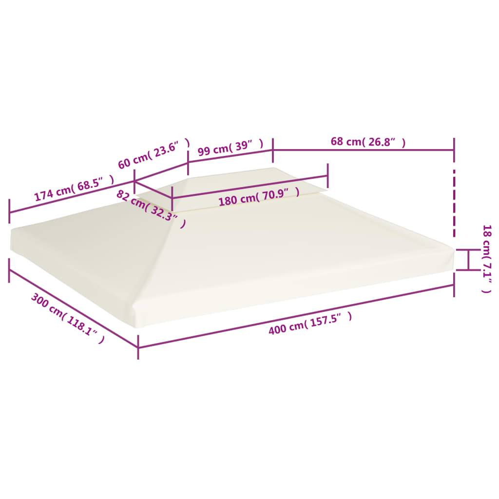 Toile de Rechange Tonnelle 3x4m Polyester 310g/m² Imperméable pour Jardin Double Toit Blanc Crème - ComfortXL Outdoor Living - Image 6