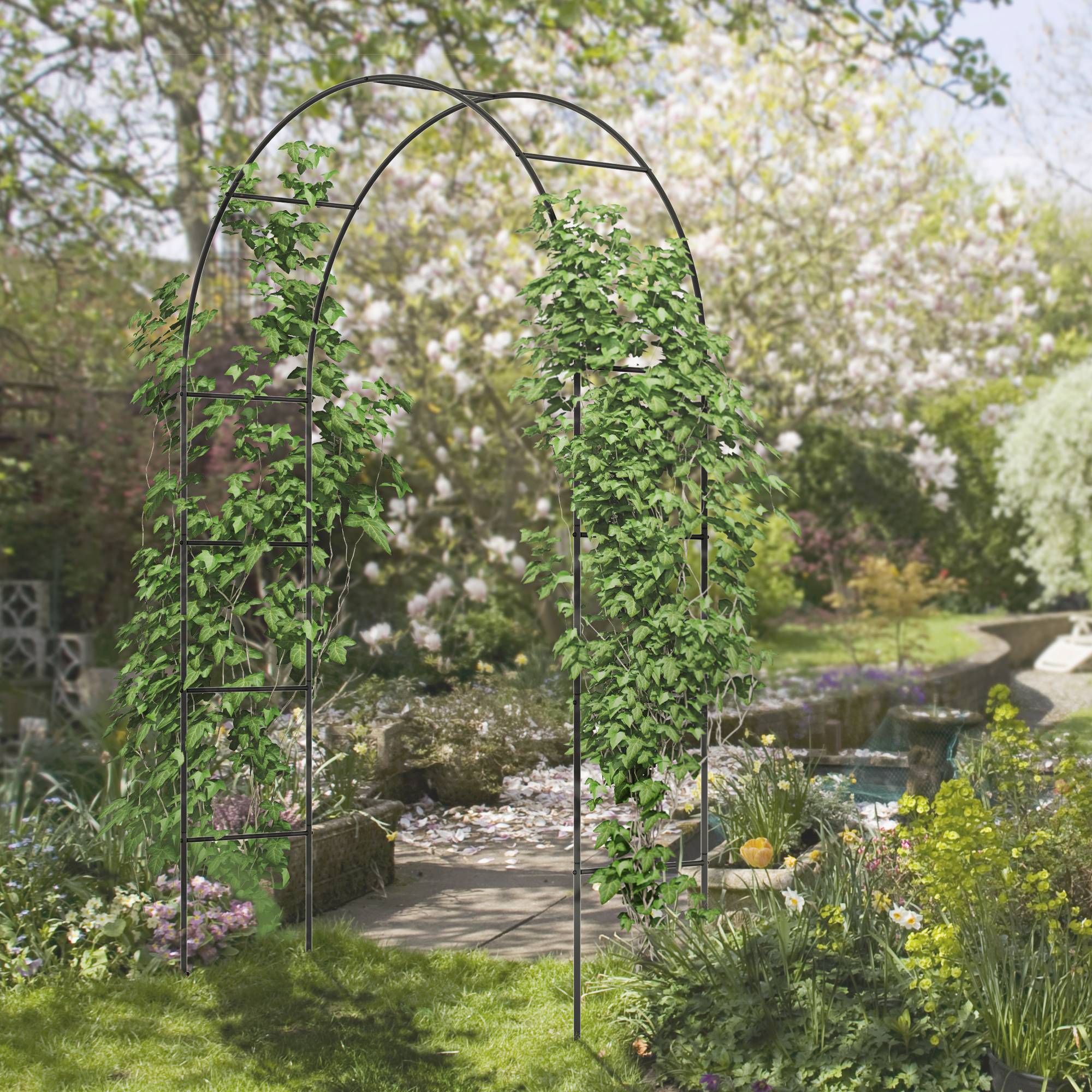 Arche pour plantes grimpantes Métal Entrée de jardin Décoration 140x240cm Noir - ComfortXL Outdoor Living - Image 4