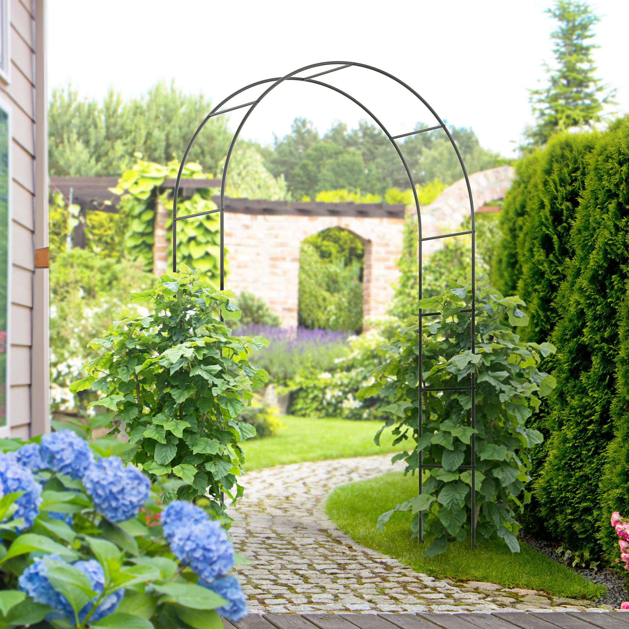 Arche pour plantes grimpantes Métal Entrée de jardin Décoration 140x240cm Noir - ComfortXL Outdoor Living - Image 3