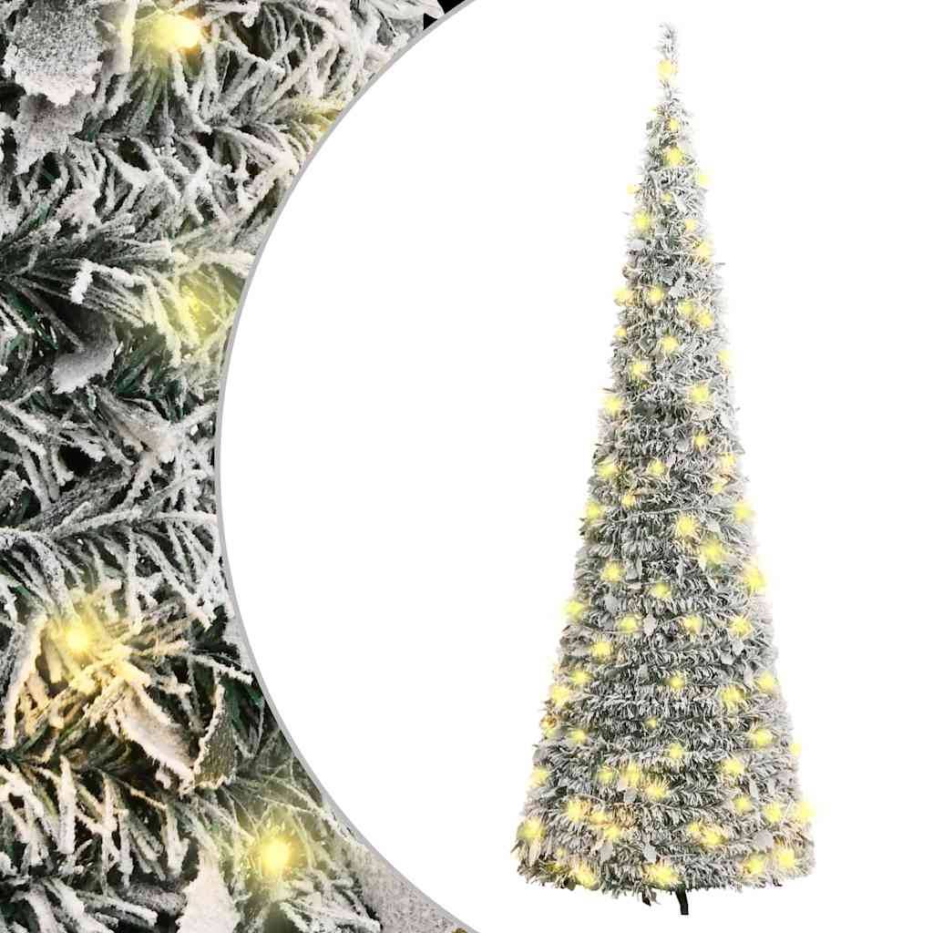 Sapin de Noël | Arbre de Noël artificiel escamotable avec neige floquée 150 LED Maison Chic - Image 2