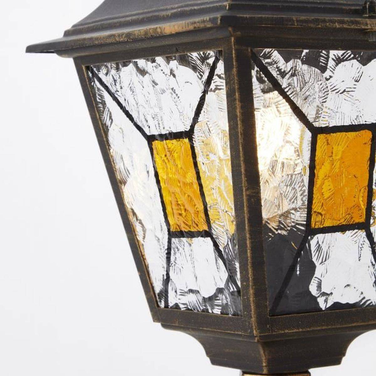 Brilliant - Borne extérieure JANEL E27 60 W IP44 noir doré métal/verre sur socle - BRILLIANT - Image 5
