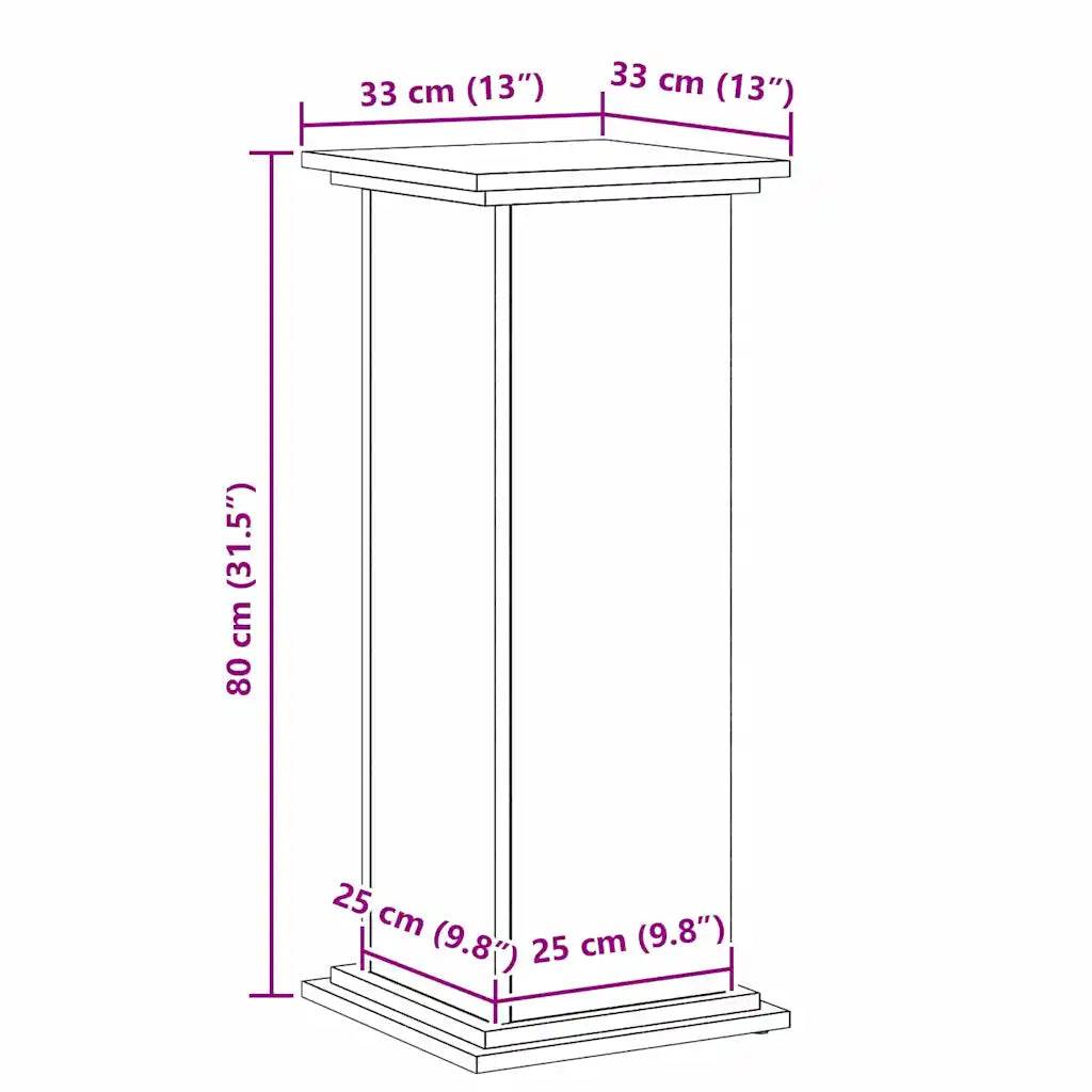 Support de plante moderne polyvalent intérieur extérieur 33 x 33 x 80 cm en bois d'ingénierie chêne noir - Image 5