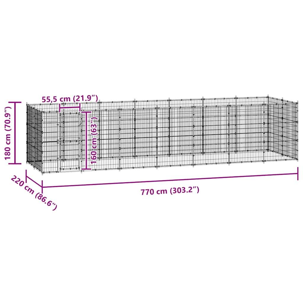 Vidaxl - Chenil d'extérieur pour chiens Acier 21,78 m² vidaXL 3082301 - Imagen 3