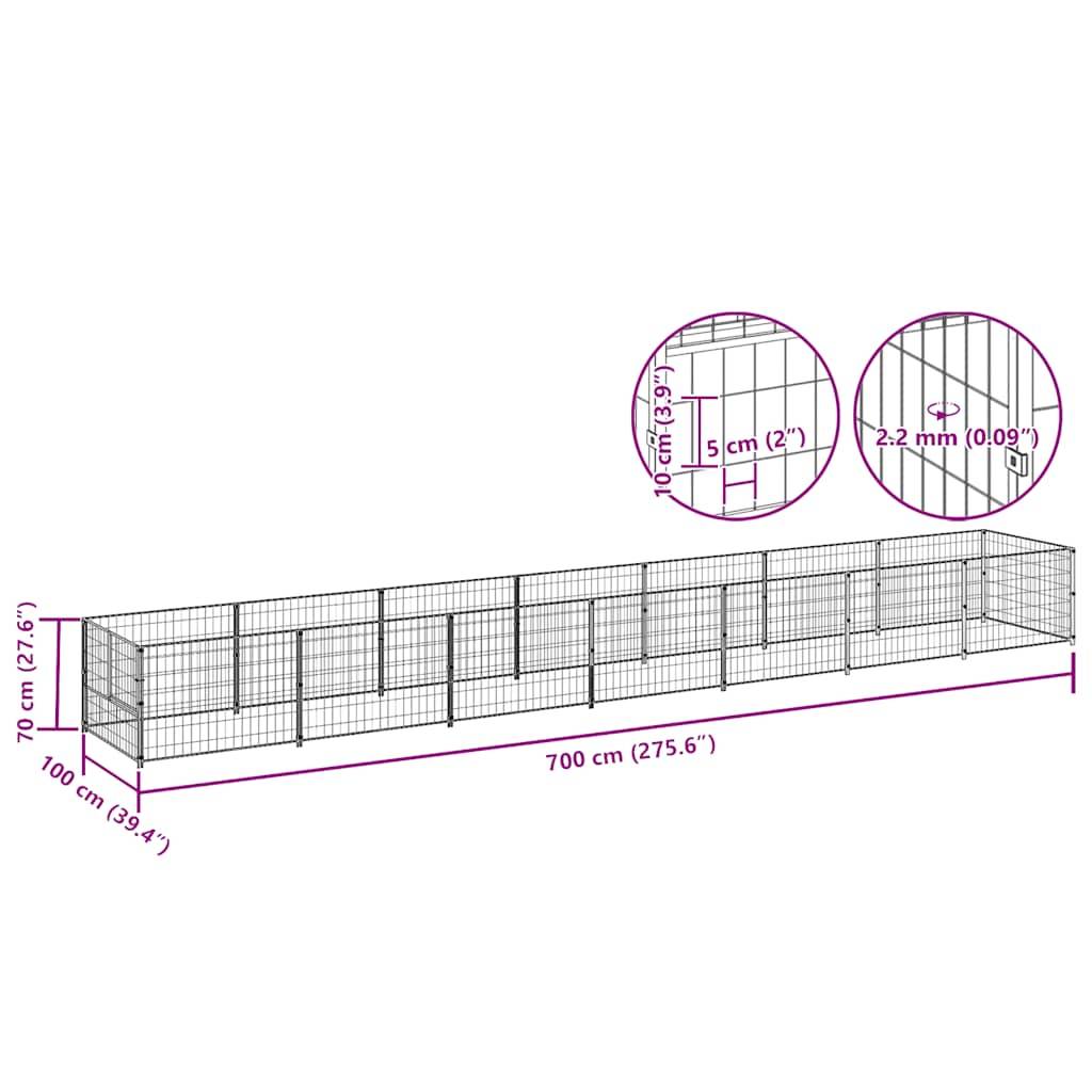 Vidaxl - Chenil Argenté 7 m² Acier vidaXL 3082105 - Imagen 3