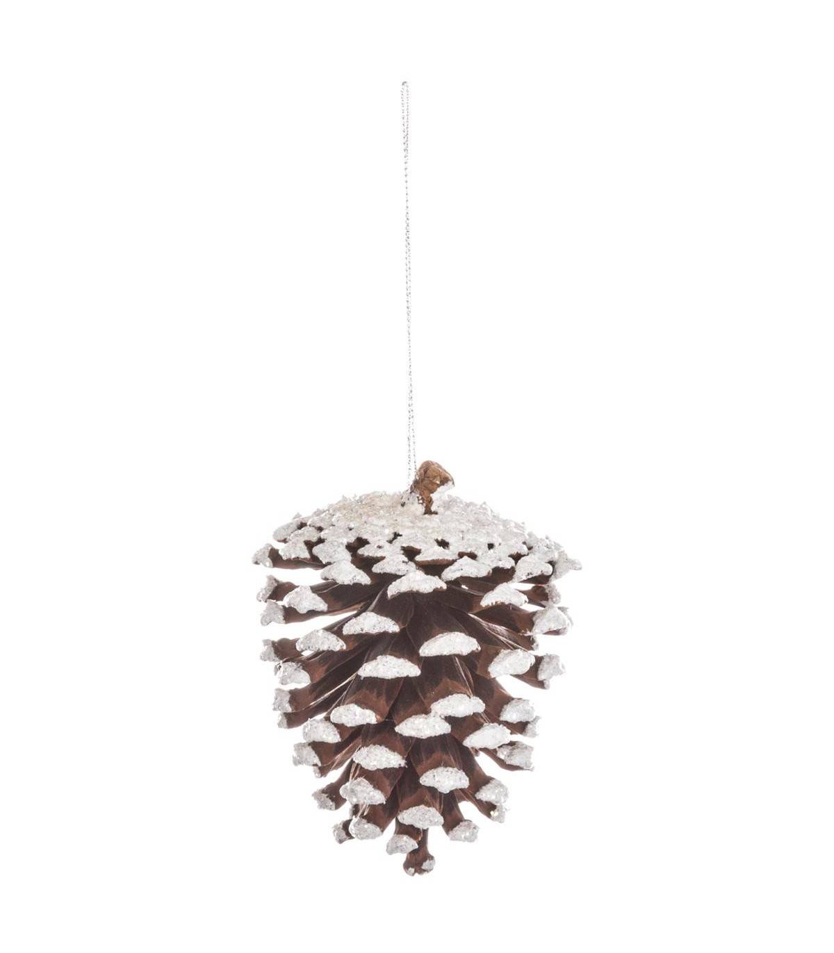 Fééric Lights & Christmas - Adorno de Navidad para colgar Piña flocada D 8 cm