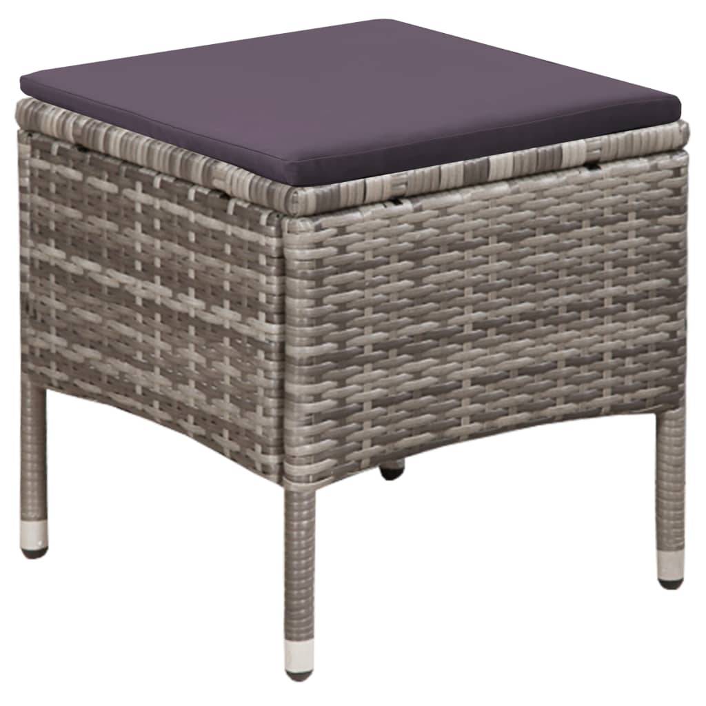 Ensemble chaise et tabouret résine tressée gris 58 x 61 x 88 cm - PANGIVO - Image 4