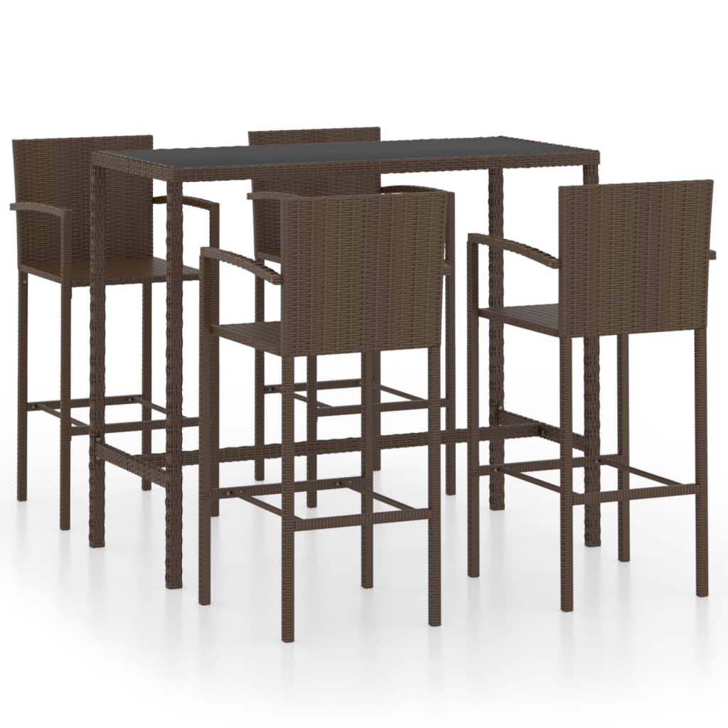 Helloshop26 - Ensemble de bar de jardin 5 pièces résine tressée marron - Imagen 1