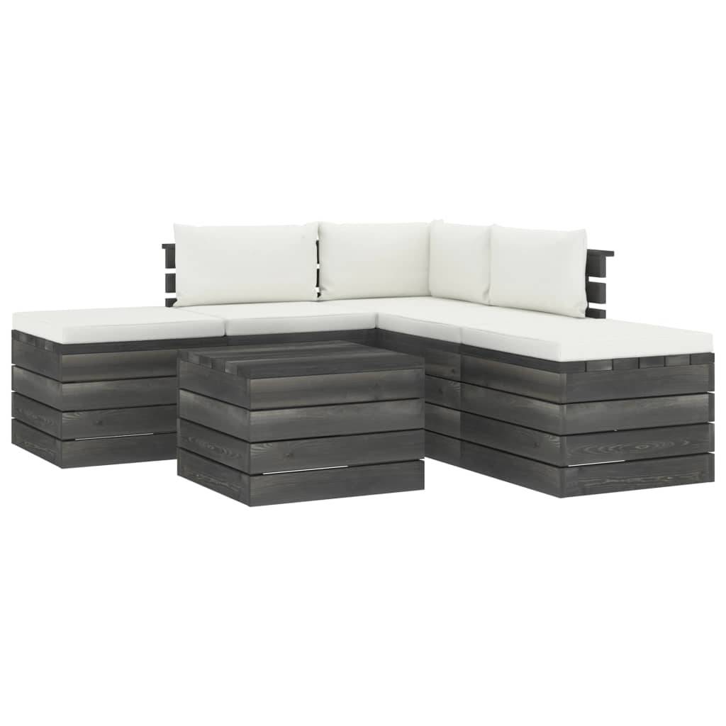 Helloshop26 - Salon de jardin palette meuble d'extérieur ensemble de mobilier 6 pièces avec coussins bois de pin massif - Imagen 1