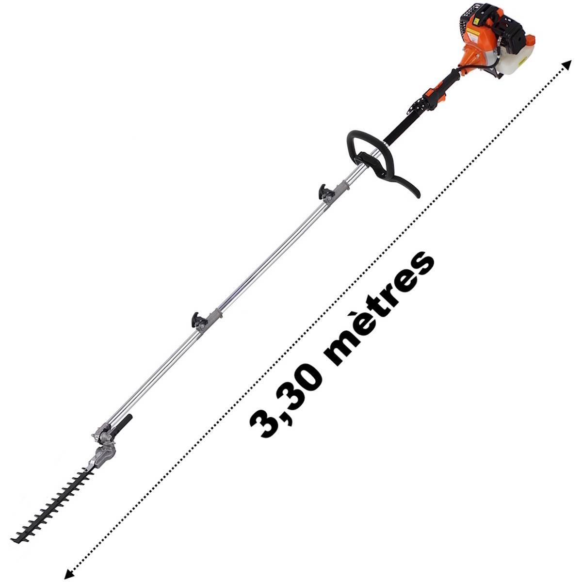 Gt Garden - Taille-haies thermique sur perche, 52 cm3, 3 CV, longueur 3.30 mètres - GT GARDEN - Image 1