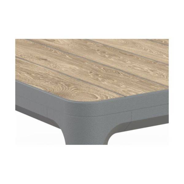 Keter - Salon bas de jardin - Résine - 4 personnes - Keter - Scandi Linea - Table 2 plateaux imitation bois - Imitation canage beige - Image 5