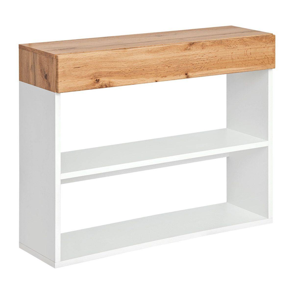 Étagère Murale 2 Niveaux & Tiroir "Easy" 100cm Blanc - Image 1
