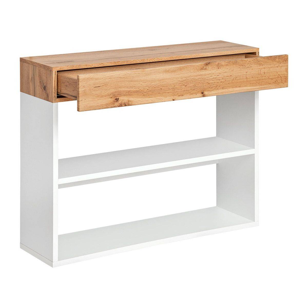 Étagère Murale 2 Niveaux & Tiroir "Easy" 100cm Blanc - Image 2