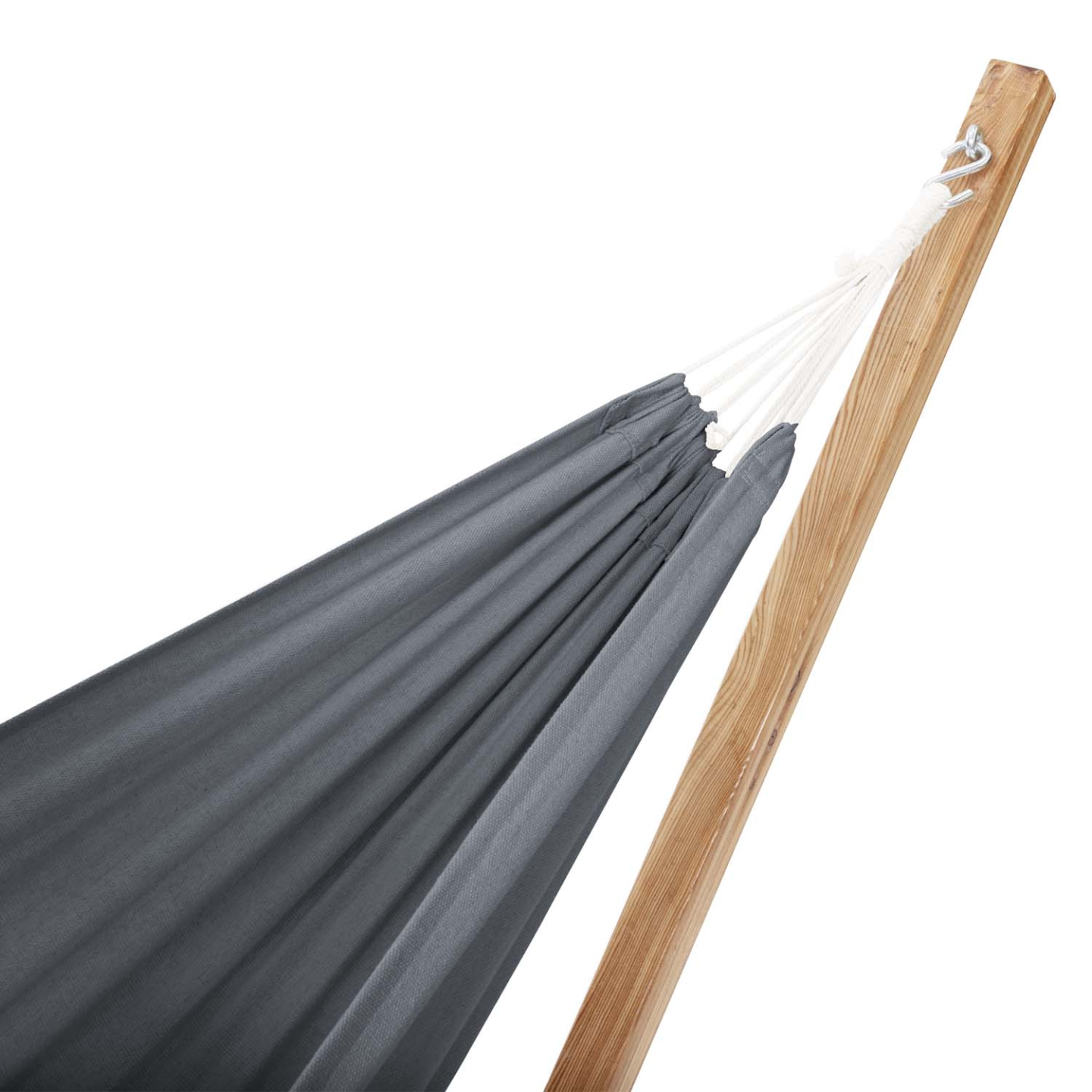 IDMARKET - Hamac avec support bois et toile gris anthracite TAHITI - Image 4