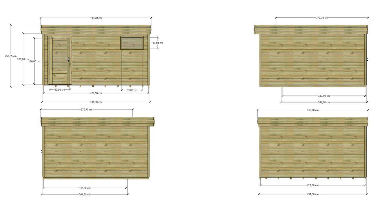 ABRI DE JARDIN bois  autoclave 27mm - 4,34x4,34m / 19m2 - Bac acier - Plancher bois - Image 4