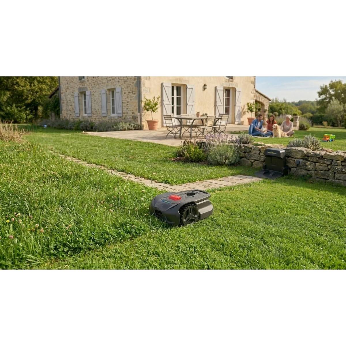 Robot Tondeuse Sans fil 500m2 Installation facile 3 lames Mulching Coupe Ø18cm 45% Retour à la base Autonome GOODYEAR - Image 4