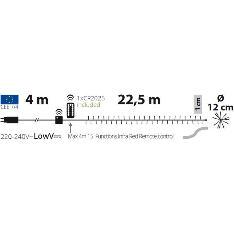 Lotti - Guirlande Boa 12cm 22M 2200 miniLed blanc froid 8 jeux câble transparent Lotti - Imagen 2