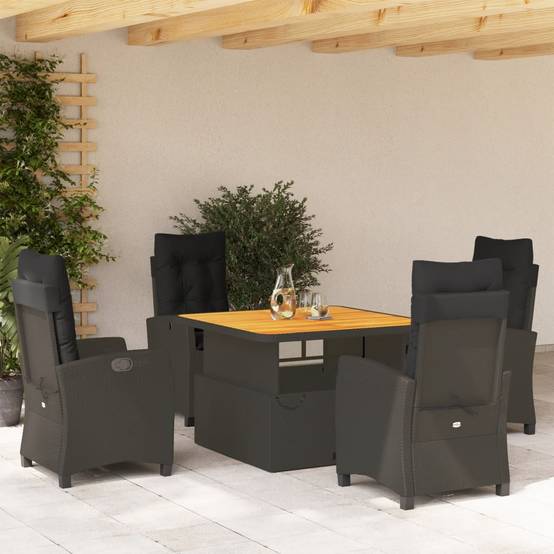 ComfortXL - Salon de Jardin Lounge 4 Places Table Haute/Basse Réglable et Fauteuils Inclinables Noir – ComfortXL Outdoor Living - Image 1