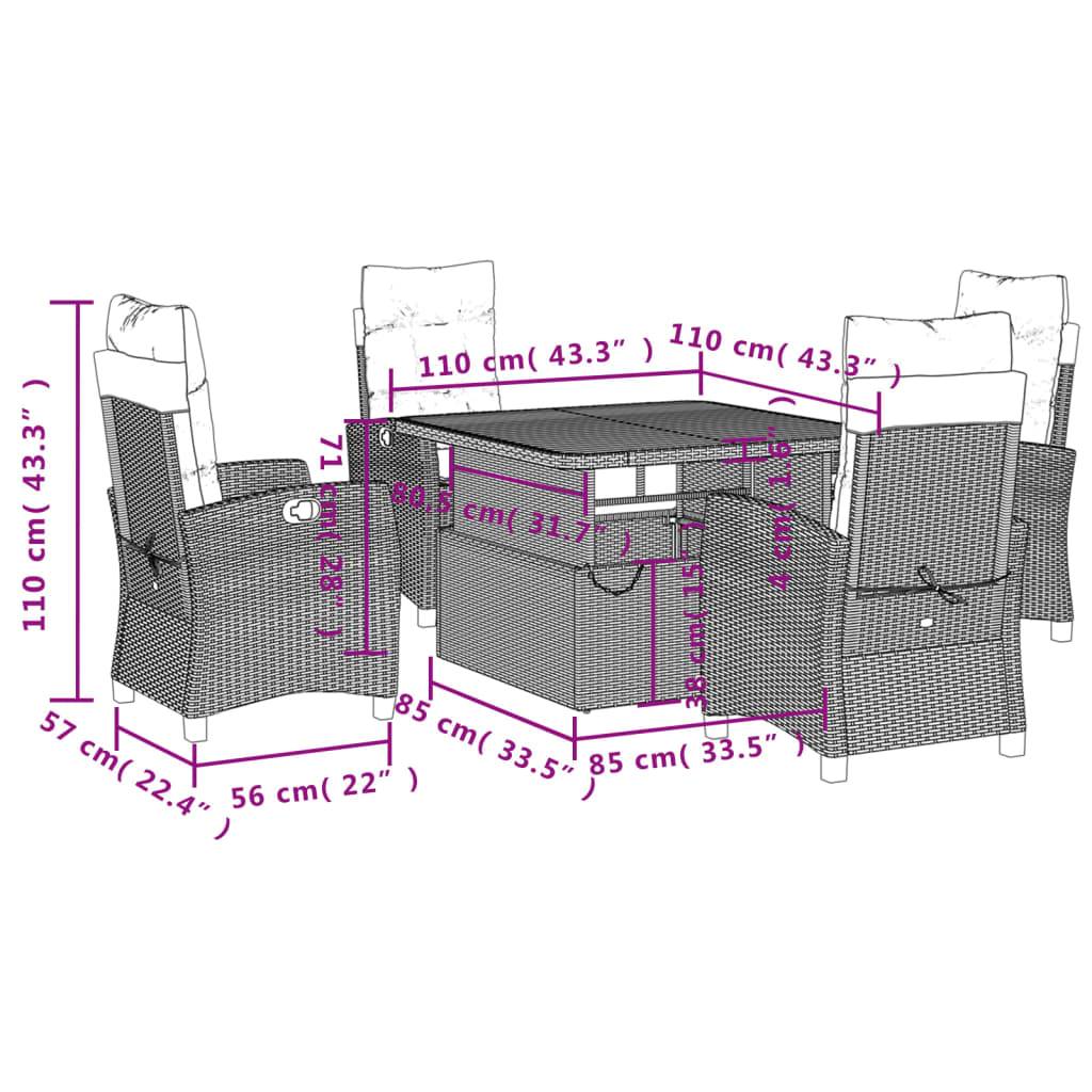 ComfortXL - Salon de Jardin Lounge 4 Places Table Haute/Basse Réglable et Fauteuils Inclinables Noir – ComfortXL Outdoor Living - Image 8