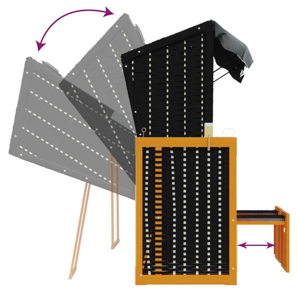 Helloshop26 - Strandkorb avec coussin résine tressée bois solide anthracite - Imagen 4