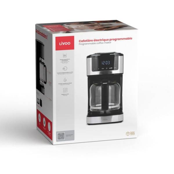 Livoo - Cafetière électrique inox programmable 12-15 tasses - Image 6