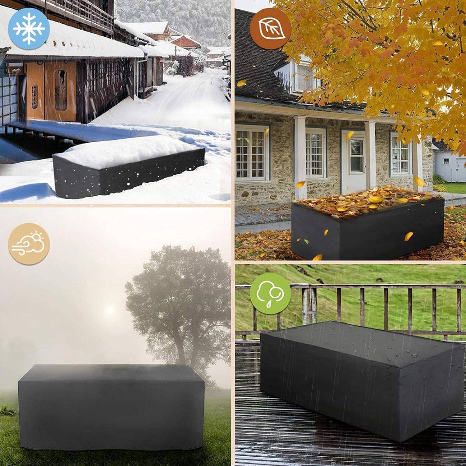IntiMeg - Housse Salon de Jardin 210D Oxford Tissu Housse de Protection pour Mobilier Protection contre la pluie et la poussière, Anti-UV (150x150x75cm ,noir) - Image 5