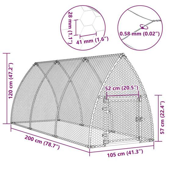 Vidaxl - Cage pour poules argenté 300x105x120 cm acier galvanisé vidaXL 172553 - Image 3