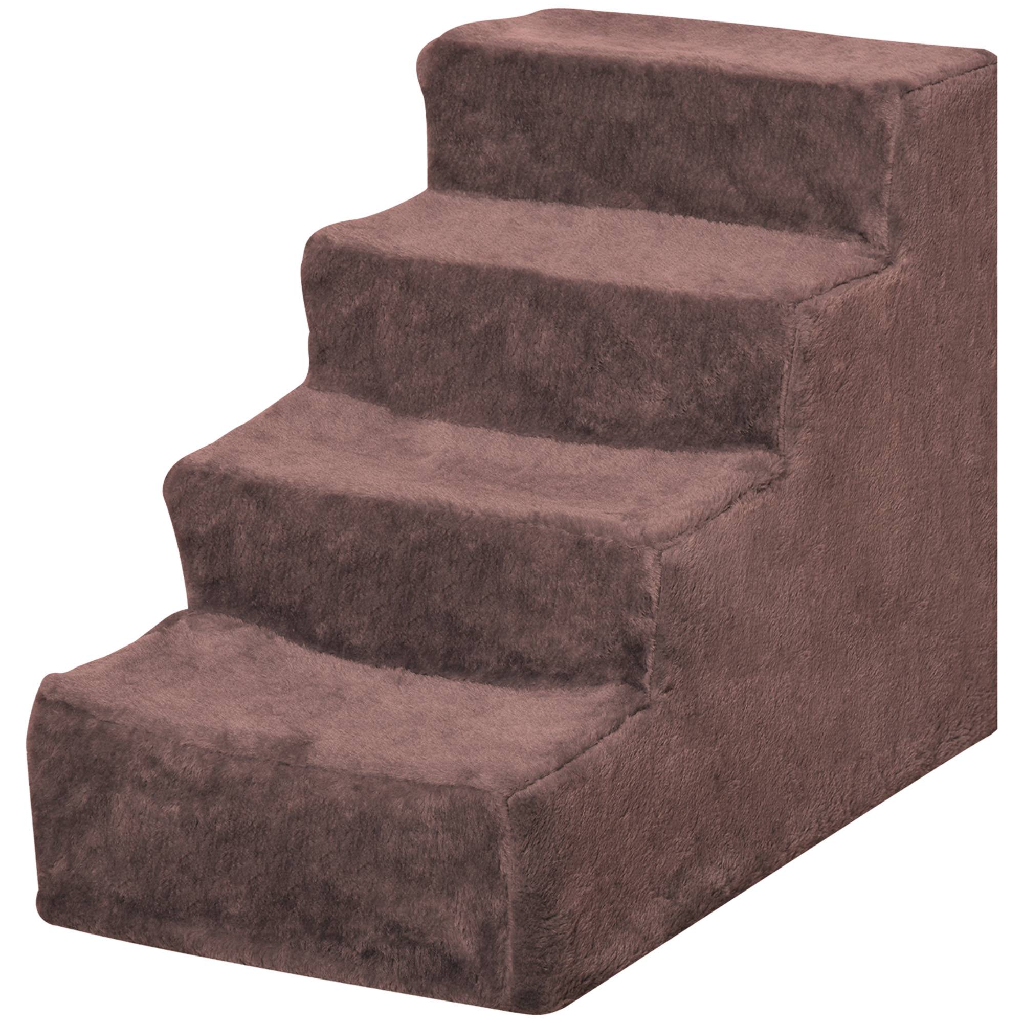 Escalier chien 4 marches, housse amovible, petits chiens, 44 cm, marron - Image 2