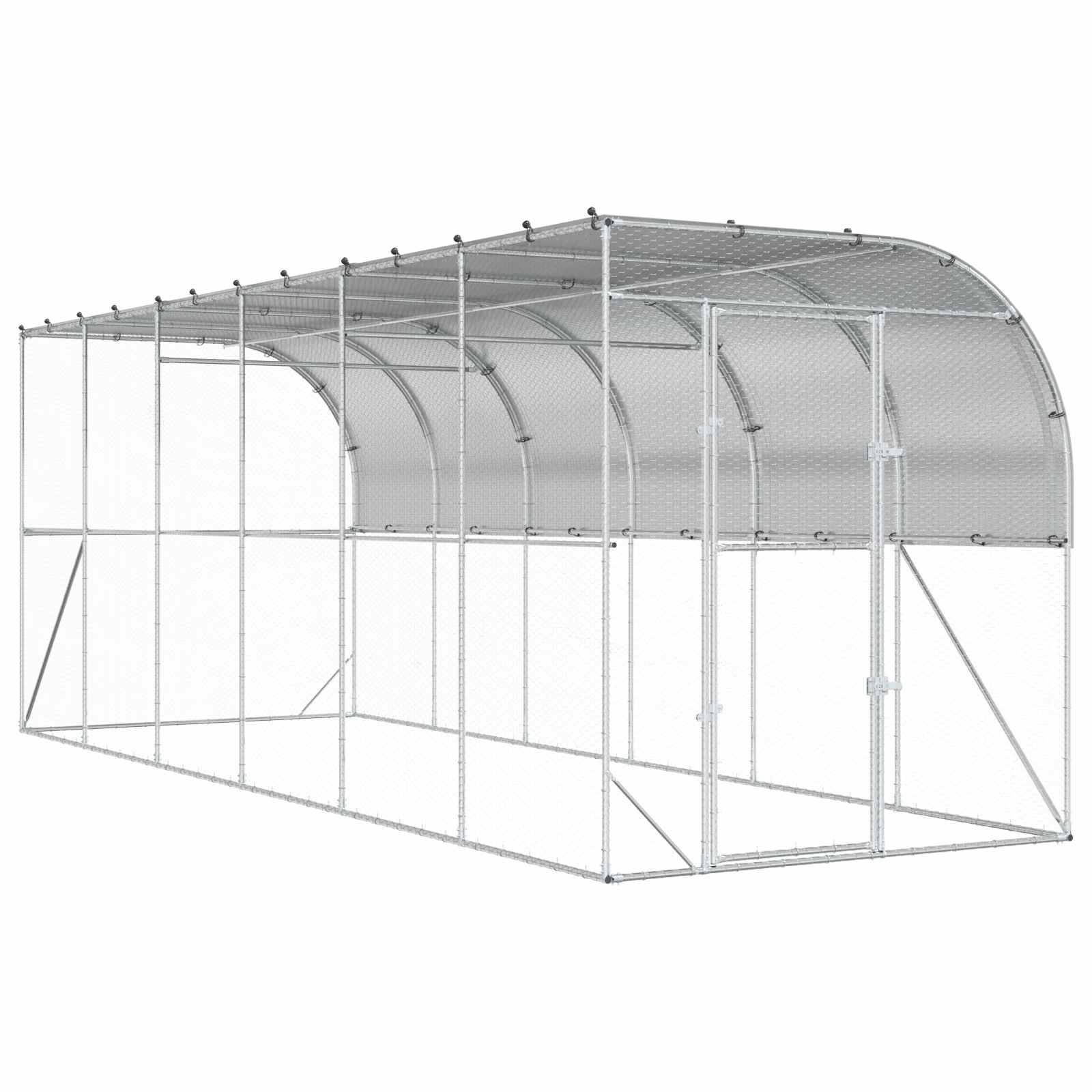 Vidaxl - Poulailler contre le mur Argenté 600 x 150 x 215 cm vidaXL 3434737 - Image 2