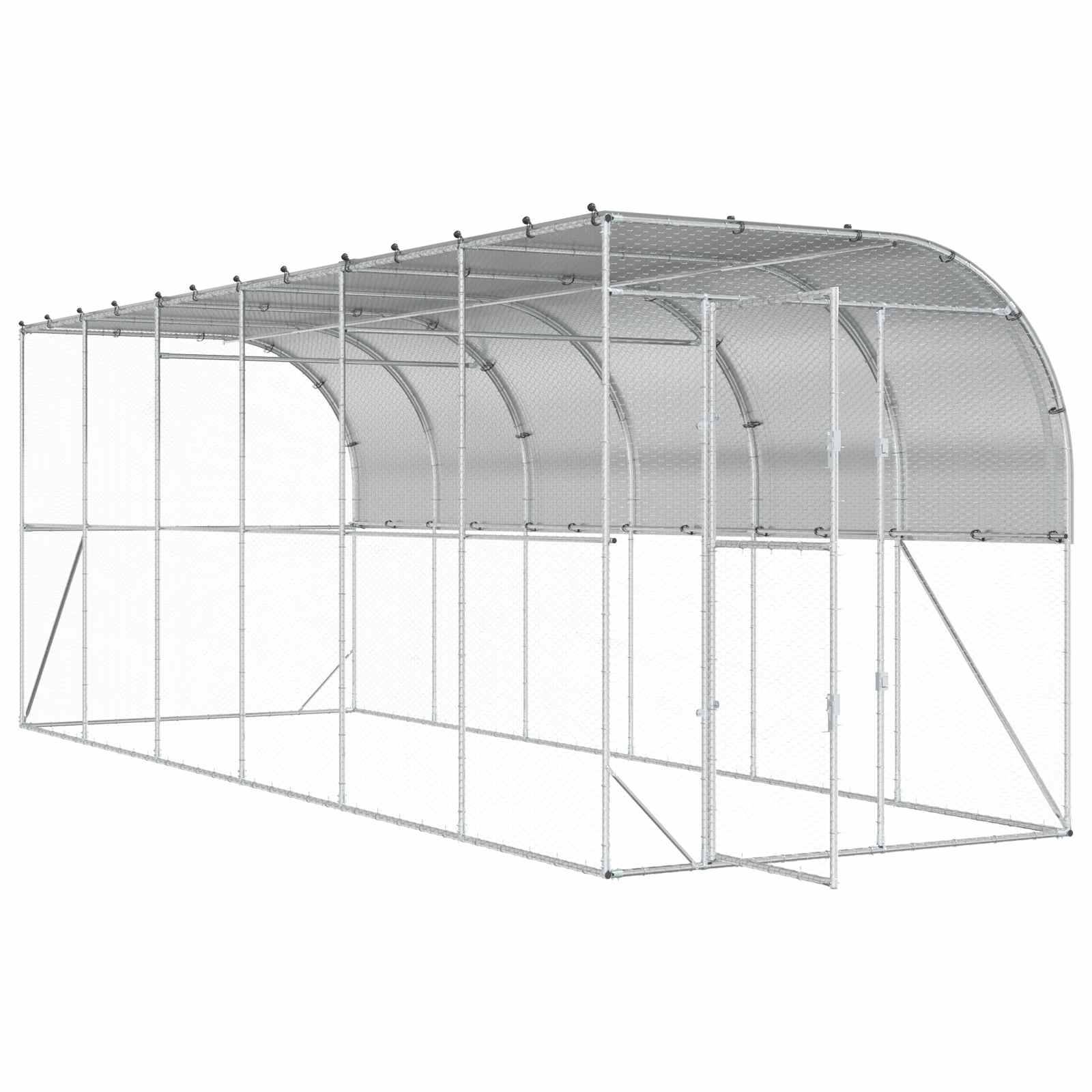 Vidaxl - Poulailler contre le mur Argenté 600 x 150 x 215 cm vidaXL 3434737 - Image 4