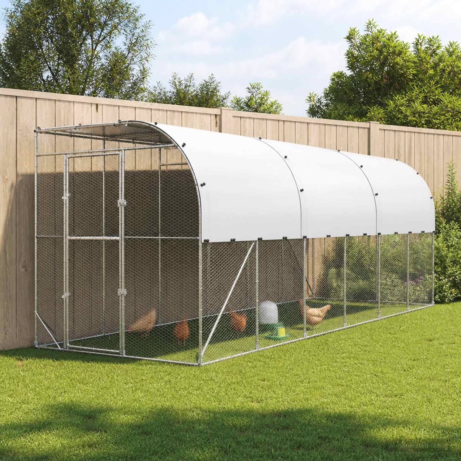 Vidaxl - Poulailler contre le mur Argenté 600 x 150 x 215 cm vidaXL 3434737 - Image 1