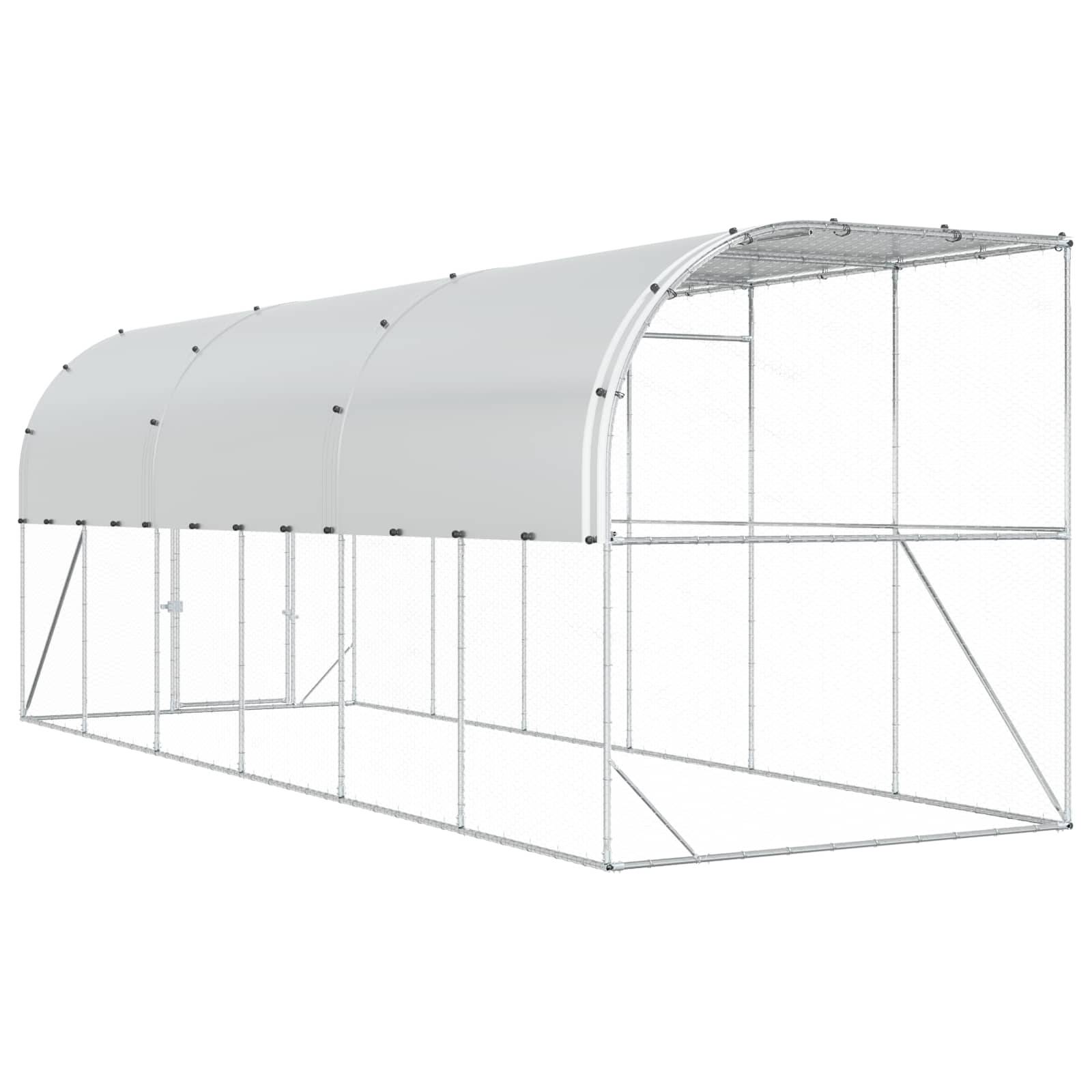 Vidaxl - Poulailler contre le mur Argenté 600 x 150 x 215 cm vidaXL 3434737 - Image 7